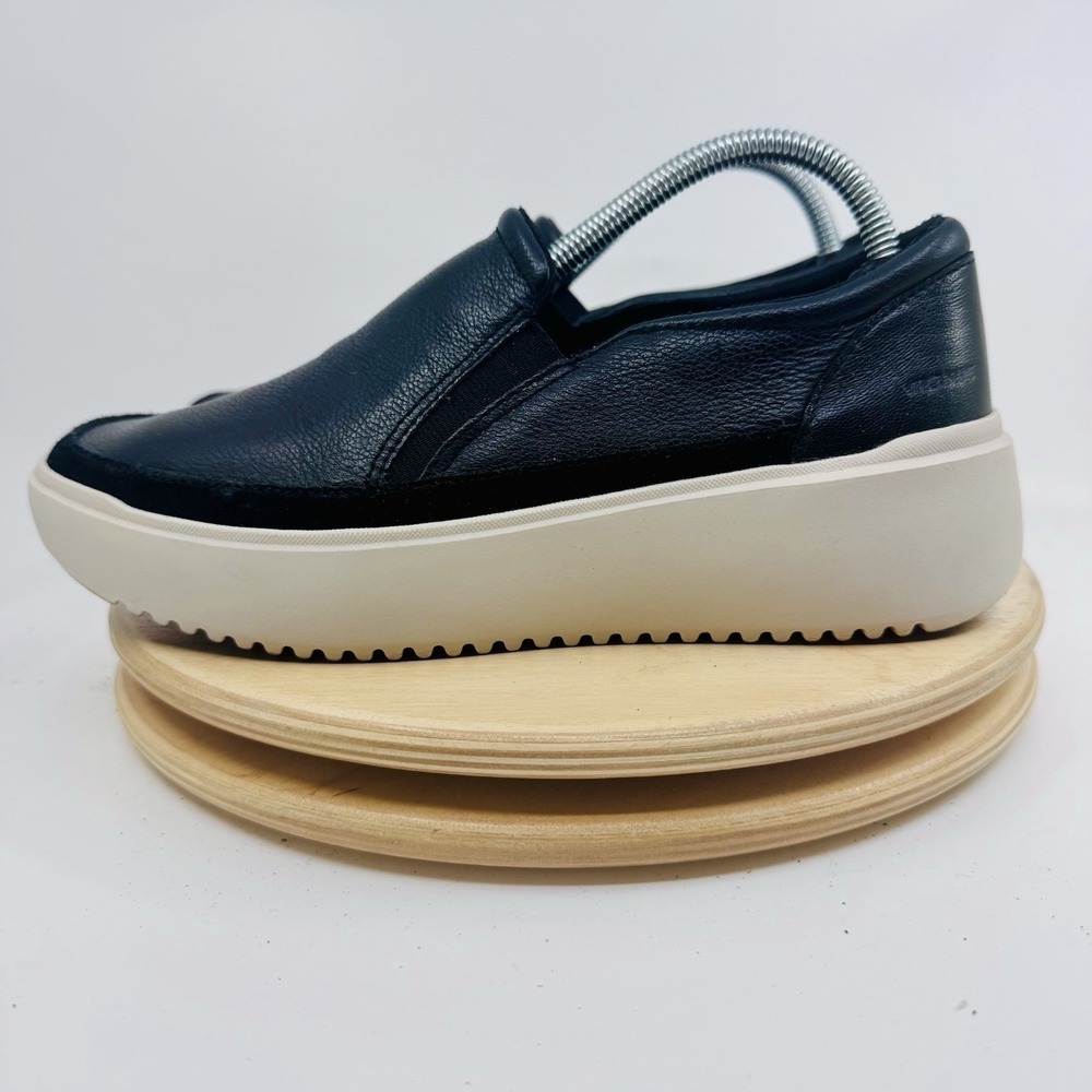 Vionic Kearny Shoes Women's 6 Black Leather Platform Slip On Loafers